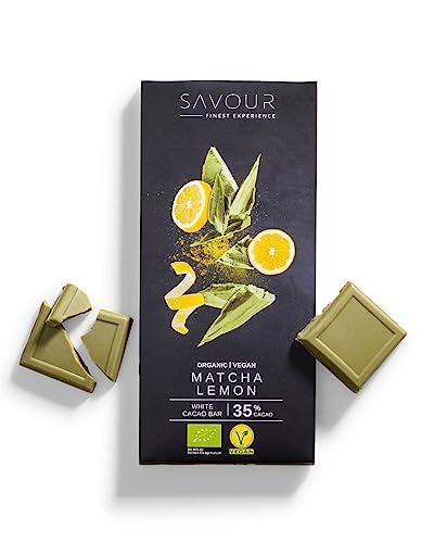 SAVOUR Schokolade | Bio, Vegan, Glutenfrei, ohne Palmöl (Matcha & Zitrone, 1 Tafel)