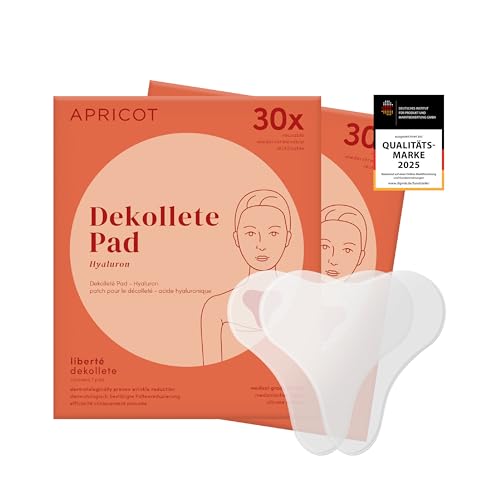 APRICOT 2x Dekollete Pad Antifalten aus medizinischem Silikon mit niedermolekularem Hyaluron - Bis zu 60x Wiederverwendbar, Dermatologisch getestet, Vegan & Tierversuchsfrei - Anti Falten Pad
