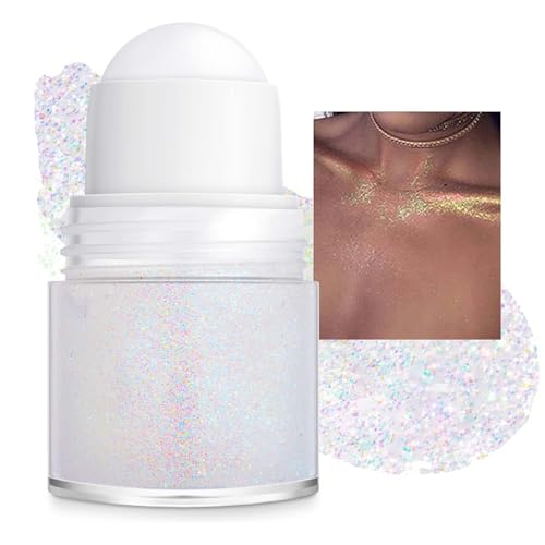Roll-on Body Glitter Gel, Mermaid Makeup Glitzer Gesicht, Holographic Pailletten Face Paint Hair Glitter Gel, Festival Accessoires Sparkle Body Shimmer, Flüssiger Glitzer für Halloween Party (Weiß)