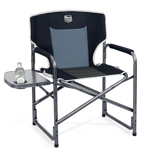 TIMBER RIDGE Campingstuhl Faltbar 180kg Regiestuhl klappbar mit Seitentisch Getränkehalter Angelstuhl Aluminium tragbar Ultraleicht 3.3kg für Camping Angeln Strand Picknick Garten Festival