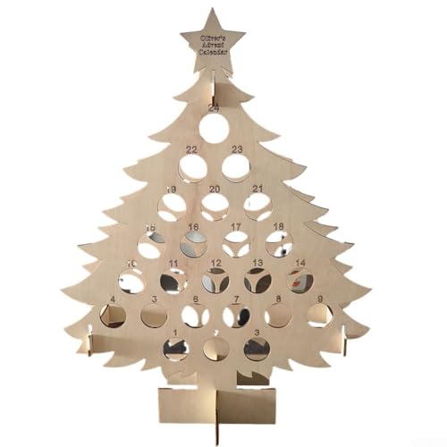 Wein-Adventskalender, Holz-Adventskalender, handbemalt, Arbeitsplatte, Weihnachtsweinhalter mit 12/24 Löchern für DIY-Adventsgeschenke, muss selbst zusammengebaut werden (2)