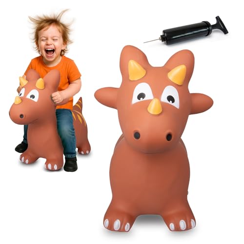 JAMARA 460591 Hüpftier Dino HoppyDoo - Spielzeug für Kinder, Hüpfspielzeug Baby Indoor/Outdoor, Geschenk für Kids, Gartenspielzeug, Bouncing, Pflegeleicht, BPA frei, mit Pumpe