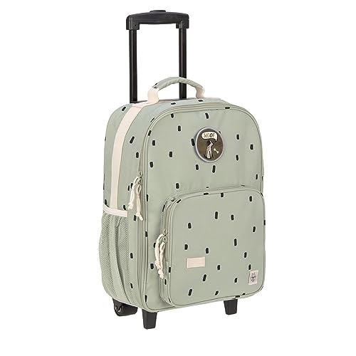 LÄSSIG Kinderkoffer Trolley Reisekoffer mit Teleskopstange und Rollen für Kinder Handgepäck/Trolley Happy Prints oliv