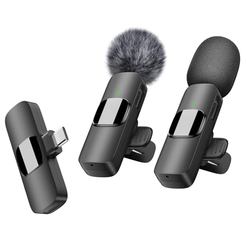 BZXZB Kabelloses Lavalier-Mikrofon für USB-C-Android-Telefon – Professionelles Ansteckmikrofon für Videoaufnahmen, Vlog, YouTube, TikTok (winddicht/2 Mic)