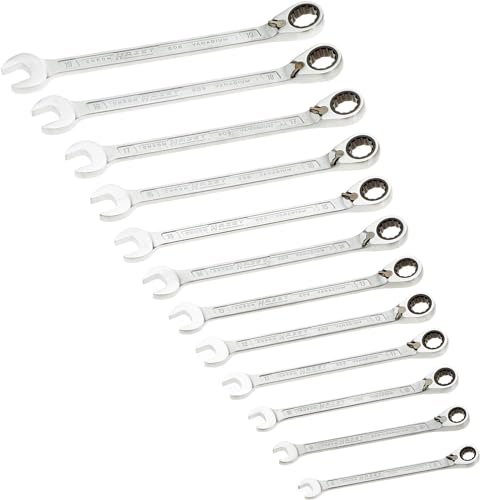 HAZET Knarren-Ring-Maulschlüssel-Satz 606N/12 I 12-teilig, in Kunststoff-Kasten mit Safety-Insert-System, Schlüsselweite: 8 – 19 I umfangreiches Set für Handbetätigung