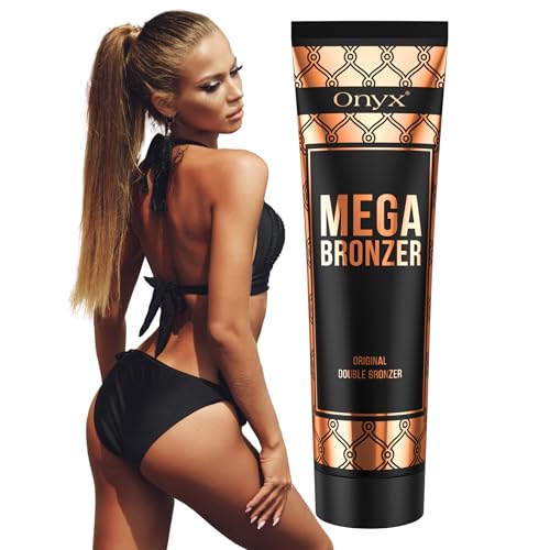 Onyx Mega Bronzer Solarium Creme | Weiße Bräunungscreme mit Bronzer | Für Solarium, Sonnenstudio & Außenbräune | Dunkle Bräune ohne Streifen | Intensive Bräune | Tiefe Bräunung | Schnelleres Tanning
