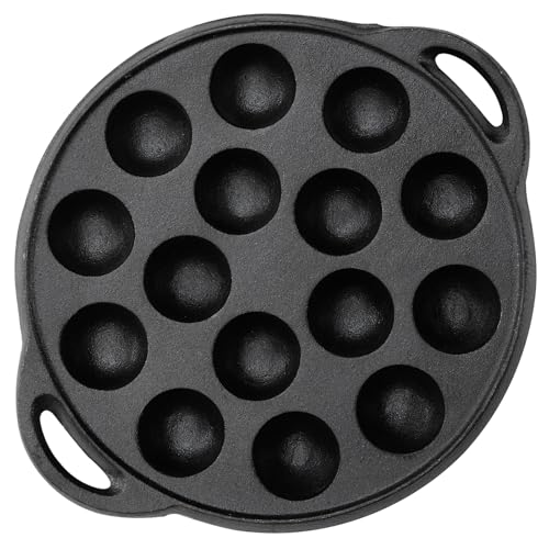 Warmiehomy Gusseisen Pancake Pfanne Induktion 15 Löcher - Antihaft Mini Pancake Maker Takoyaki Pfanne - Crepe Eier Pfannkuchenpfanne,23cm
