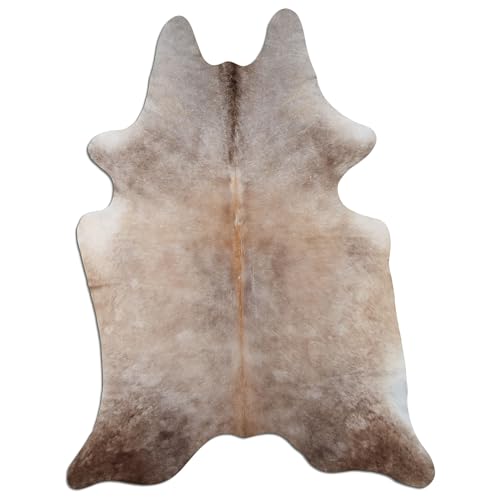 Livorio Premium Kuhfell Teppich - L215 x B170 cm - Champagner grau - einmaliges Naturprodukt aus Südamerika | Rinderfell | Echtfell | Dark Champagne | K340
