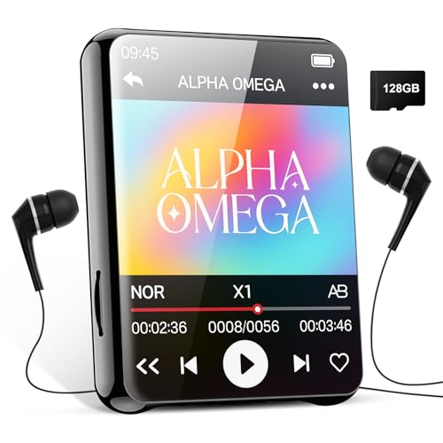 HERBYD MP3 Player Bluetooth 128GB - MP3 Dgital Audio Player mit Lautsprecher, 24 in Full Touch Screen, FM Radio, Recorder, HiFi Sound, E-Books Reader, Video Player, Kopfhörer im Lieferumfang