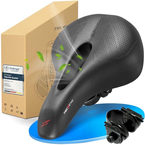 TECHCYC Fahrradsattel maximaler Fahrkomfort Dank ergonomischen und Bequem Weich Memory Foam, Optimierter Sitzkomfort für Langstrecken und alltägliche Fahrten, für Damen und Herren (Trekking)