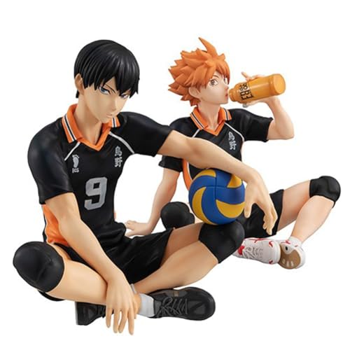 Anjinguang 2 teile/satz Haikyuu Figur Hinata Syouyou/Kageyama Statue Nudelstopper Figur Modell 10cm Haikyuu!!! Figur Sammlerstück PVC Sitzende Pose Skulptur Desktop Ornament