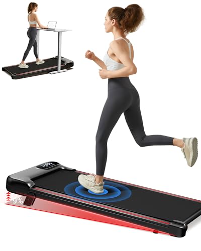 CURSOR Walking Pad mit Steigung 1-8KM/H, Laufband mit Steigung für Zuhause und Dreifacher Dämpfung und Leisem 2,5PS Motor, Laufband Schreibtisch Max. Belastung 136KG