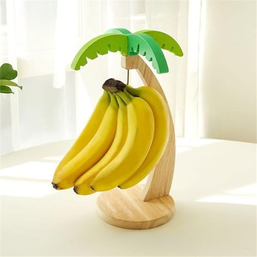 Herfair Bananenhalter Holz Bananenständer mit Standfuß Bananenhaken Banane Aufbewahrung Lustige Obstständer Haushalt Gadgets
