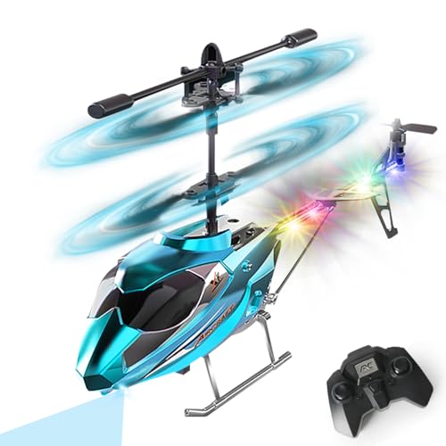 VATOS RC-Hubschrauber für Jungen, 2.4G Ferngesteuerter Hubschrauber mit LED-Licht für Kinder ab 12 Jahren, Feste Höhe, Start mit Einer Taste, RC-Flugzeuge Jungen und Erwachsene