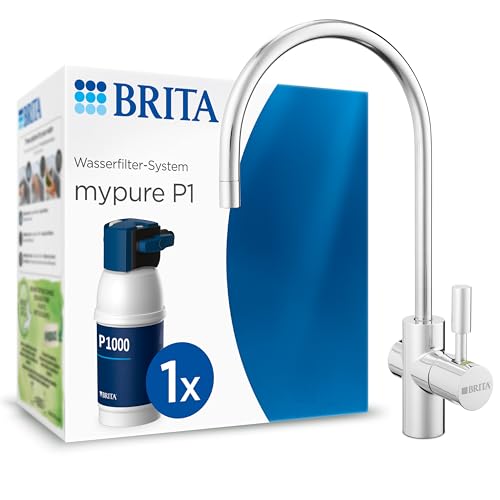 BRITA Wasserfilter Wasserhahn mypure P1 – Wasserfiltersystem inkl. Wasserfilter Wasserhahn, Montagekit & BRITA P1000 Wasserfilter – reduziert Kalk, Metalle, Chlor und geschmacksstörende Stoffe