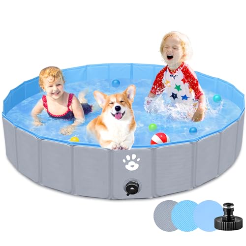 Gindoly Hundepool,Faltbare Hundepools für Kleine, Mittlere&Große,Swimmingpool Planschbecken Hundebadewanne Faltbarer für Hunde und Katzen,Abriebfest&Rutschfest-120 * 30cm