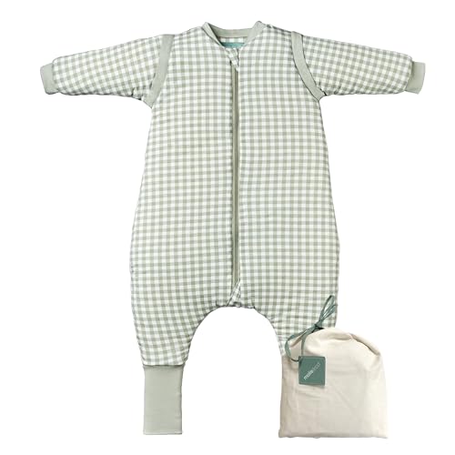 molis&co. Baby-Schlafsack mit Füßen, abnehmbare Ärmel und Socken. 2.5 TOG. Ideal für die Übergangszeit und den Winter. 100% Baumwolle (Oeko-TEX 100). (Mint Tea, 80 cm (2 Jahre))