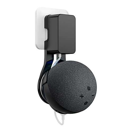 PlusAcc Wandhalterung für Echo Dot 5. Gen - Steckdosenhalterung Zubehör (Schwarz)