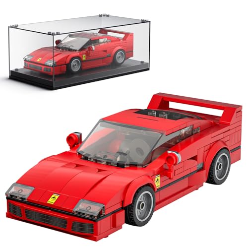 Mould King 27038 Technik Speed Champion Auto Bausteine F40 Rennwagen Klemmbausteine Sportwagen Bauspielzeug mit Acryl Vitrine Modellautos zum Sammeln (338 Teile)