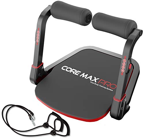 Core Max Pro mit Widerstandsbändern für Bauchmuskeln und Total Body Smart 8 Minuten Workout & Cardio-Gerät, rot/schwarz