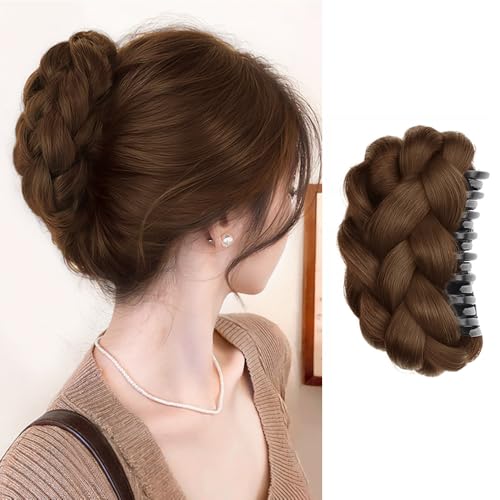 XFSRG Haarschmuck Dutt Pferdeschwanz Verlängerung Klaue Clip Kurzer Pferdeschwanz Brötchen Haarschmuck Einfach Scrunchie Haardutt Haarteile für Damen（Hellbraun）