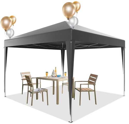 Devoko Pavillon Wasserfest 3x3m Wasserdicht Stabil | Faltpavillon Faltbar Gartenzelt | Pop up Faltbar Partyzelt UV Schutz 50+ | Höhenverstellbar | Metall-Verstrebungen für Camping(Grau)