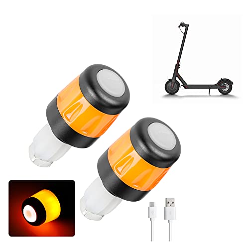 Fututech LED-Lenkeranzeige, wasserdicht, für Elektroroller, für Xiaomi Blinker, wiederaufladbar, für Segway Ninebot Zubehör für Scooter (Schwarz/Orange)