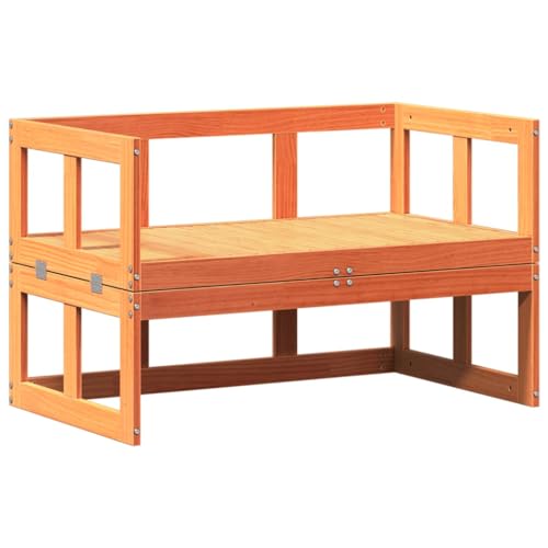 vidaXL Gartensofa 2-in-1, Gartenmöbel Verlängerbar, Sitzbank Bank Sofa für Garten Terrasse, Loungesofa Gartenbank, Wachsbraun Massivholz Kiefer