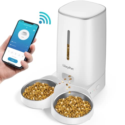 Futterautomat Katze - LIIEYPET 4L Futterspender Katze mit Edelstahlnapf für Trockenfutter, 2.4 G WiFi-fähiger intelligenter Katzenfutter Automat, APP-Steuerung und bis zu 10 Mahlzeiten pro Tag