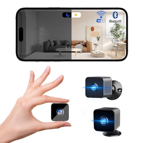 2025 Upgrade Mini Kamera（Eine Packung）, WiFi & Bluetooth Überwachung Innenräume Nachtsicht-Überwachungskamera mit PIR Person Haustier AI-Erkennung für Heim Sicherheit (nur Unterstützung 2,4 GHz)