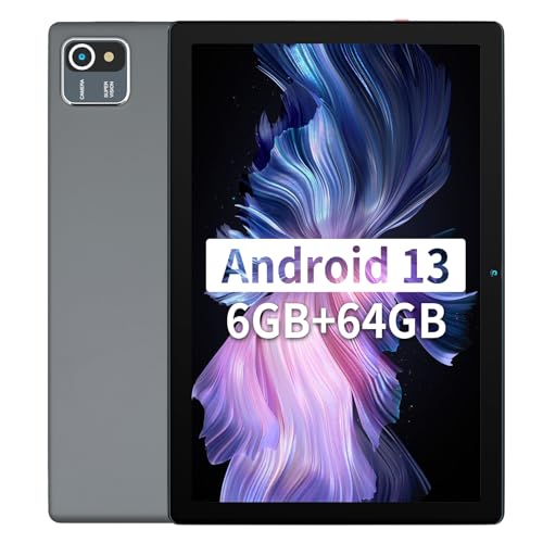 HotLight Tablet 10 Zoll, Android 13 Tablet with 6GB RAM+64GB ROM+128GB SD Erweiterung, 5000 mAh, 1280 x 800 IPS HD, Dual Kamera, Tablet PC mit Quad Core Prozessor-Grau