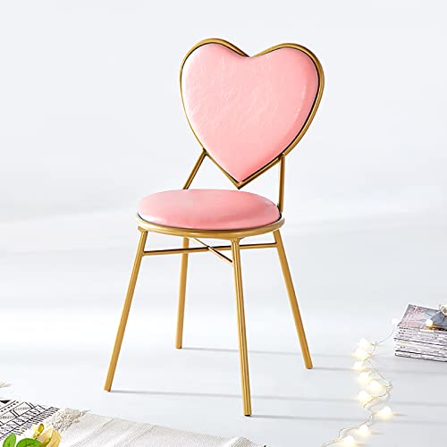 PVYGDXYI Kosmetikstuhl für Make-up-Raum, Samt-Hocker, niedlicher Herzstuhl, Make-up-Hocker, Stuhl für Schminktisch, Make-up-Stuhl-Dekorationen für Mädchenzimmer (84,3 x 39,9 x 39,9 cm, Rosa)