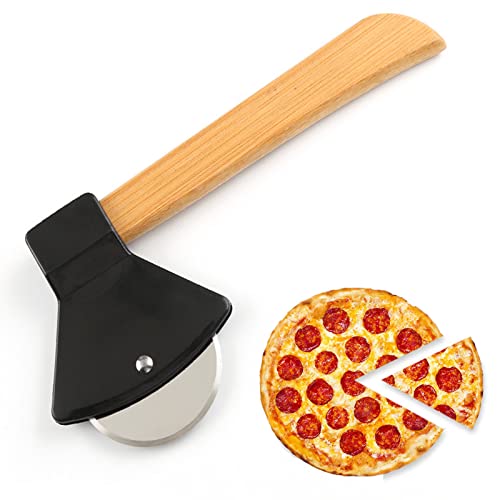 MacroHu Lustige Pizzaschneider,Axt Pizzaroller aus Edelstahl,Hochwertige pizza schneidemesser,Zerteilt Pizza mühelos in servierfähige Stücke,Schneidet Ohne Wackler,Sehr scharf,Stilvoll(Schwarz)