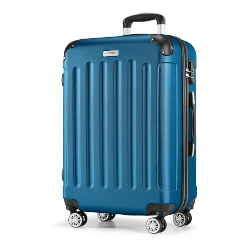 MERISH Reisekoffer Koffer Kofferset Trolleys Zwillingsrollen 3tlg. Hartschale in 9 Farben (Petrol, L)