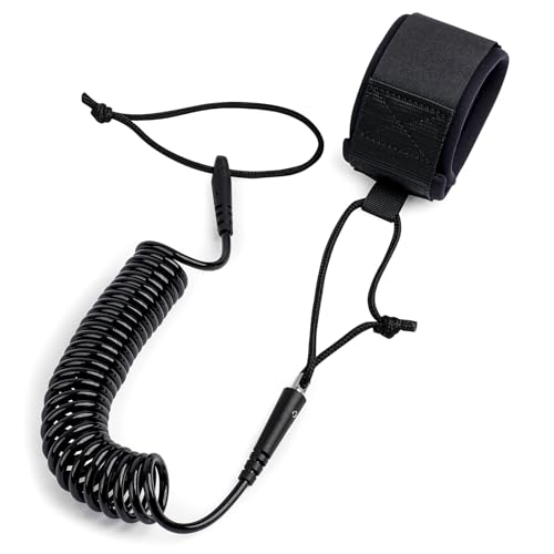 Abahub SUP Leash Coil, Sup Zubehör, Surfboard Leash Board Sup Sicherheitsleine, 10ft 5 mm Leash für Erwachsene Schwarz