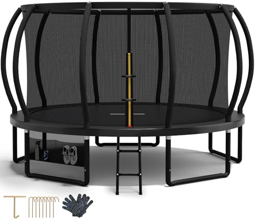 Devoko Trampolin Outdoor Ø 228/305/366/427 cm, TÜV Rheinland GS-Zertifikat, Kindertrampolin Gartentrampolin mit Sicherheitsnetz, Rundes Riesentrampolin mit Leiter und Schuhbeutel