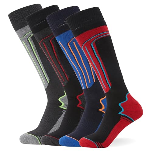 FM London Thermo-Skisocken für Männer und Frauen (4er-Pack) - Mehrfarbig (Sortiert) - 39-45 EU