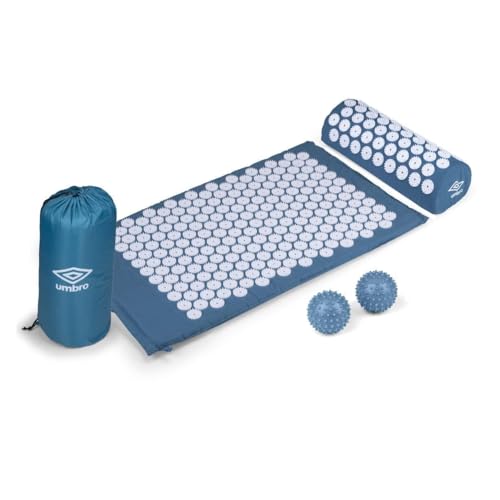 Umbro Akupressurmatte - Massagematte - Akupressurmatte mit Kissen - Nagelbrett 71x42 cm - Akupunktur Matte Inkl. 2x Trigger Point Ball & Tragetasche