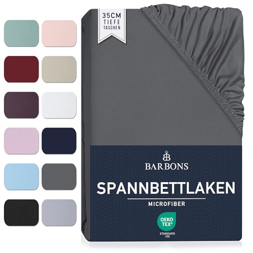 Spannbettlaken 180x200cm - Gebürstete Polyester Mikrofaser 35 cm Tiefe Tasche Spannbetttuch Oeko-TEX Zertifiziert Bettlaken Bettbezug für Boxspringbett Dicke Matratzen (180 x 200 cm - Dunkelgrau)
