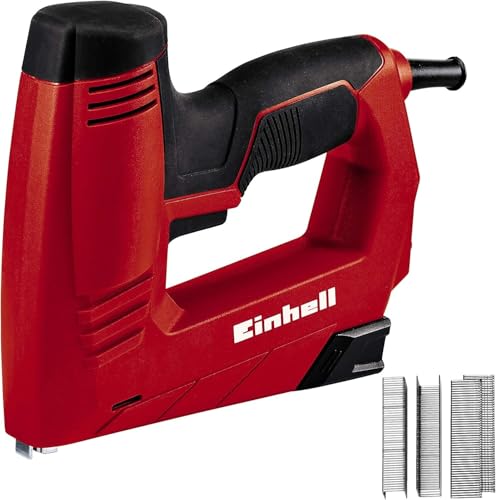Einhell Elektrotacker TC-EN 20 E (für Klammern Typ 53, Nägel Typ 47, elektronische Schlagkraftvorwahl, Sicherheitsnase, inkl. 1000 Klammern/500 Nägel)