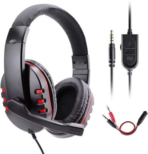 Dhaose Gaming Kopfhörer für PS4 Xbox One, PS4 Headset mit Mikrofon,3.5mm Surround Sound Over-Ear-Kopfhörer für PS4 Xbox One PC Laptop Tablet Mobile Phones