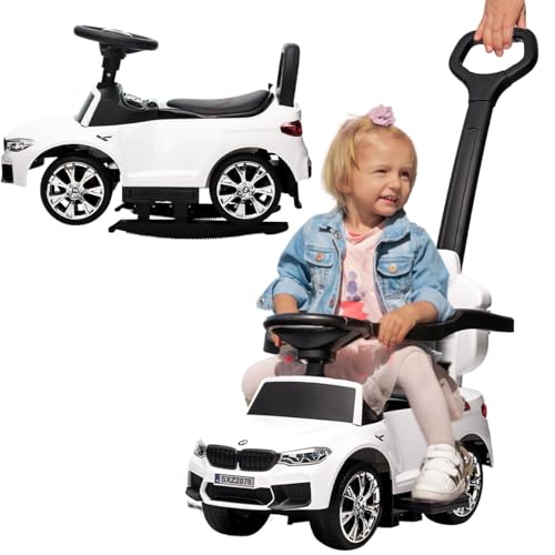 Actionbikes Motors Lauflernwagen BMW M5 | Lizenziert - Bobby Car - Laufrad - Bobbycar - Kinderauto - Rutschauto mit Schiebestange - Kinderfahrzeuge - Lernspielzeug - Rutschfahrzeug ab 1 Jahr (Weiß)