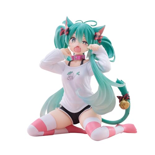 Zhongkaihua Miku Figur Miku Cute Cat Girl Figure Miku Sitting Anime Figurine PVC Statue Model for Anime Fans Collectible Ornaments