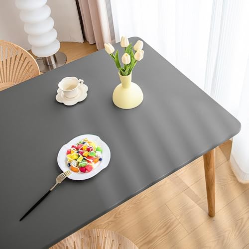 All Inclusive Tischdecken Rechteckige PU Tischdecke wasserdichte Tischabdeckung Tischmatte rutschfest Tischauflage Tischschutzmatte Abwischbare Tischdecken Tischdekoration,Grau,80x130cm