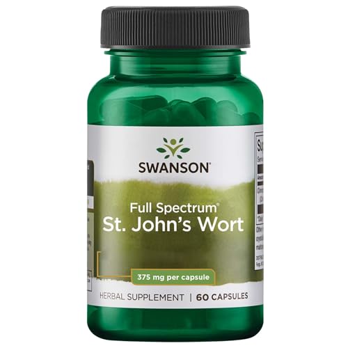 Swanson, Full Spectrum St. John's Wort, 60 glutenfreie Kapseln, 375mg Johanniskraut je Dosis, Sojafrei, GMO frei, Geschmacksneutral