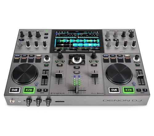 Denon DJ PRIME GO+ Tragbarer DJ-Controller und Mixer mit Stem-Trennung, 2 Decks, WLAN-Streaming, Bluetooth, Lichtsteuerung, 7' Display und Batterie