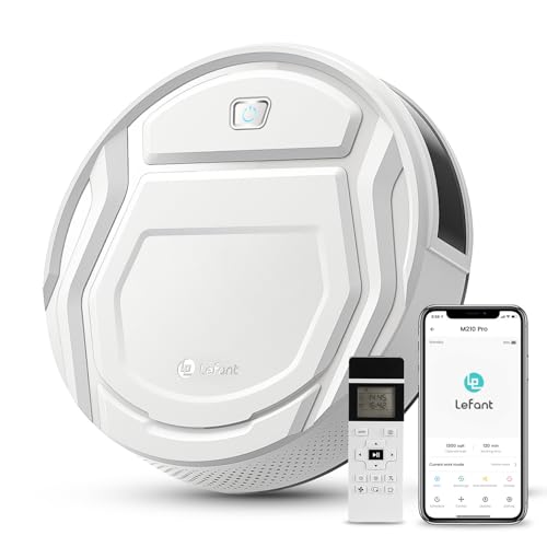 LEFANT M210 Saugroboter mit Fernbedienung, 2200Pa Saugkraft, Superschlank Staubsauger Roboter für Tierhaare, Roboterstaubsauger für Teppich, Kompatibel mit Alexa/WLAN/APP Steuerung, 120 Min Laufzeit