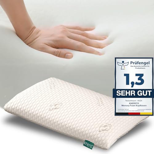 KNERST® Bauchschläferkissen - Ergonomisches Kopfkissen für ultimativen Komfort - Nackenstützkissen - Memory Foam Kissen - Schlafkissen - flaches Kissen für Bauchschläfer [Höhe 6cm]