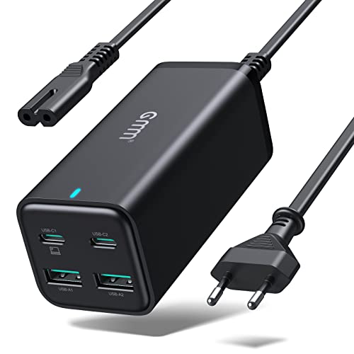 USB C Ladegerät GMM 100W 4 Port USB C Netzteil mit 1,5m Kabel Schnellladegerät Laptop 2 USB C + 2 USB A GaN III Charger PPS PD3.0 für MacBook Pro/Air Dell Lenovo HP, iPad Pro, iPhone 14/13/12, Galaxy