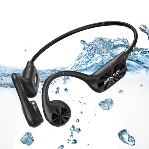 Relxhome Knochenschall Kopfhörer Bluetooth- IPX8 Wasserdicht Kopfhörer zum Schwimmen, kopfhörer Schwimmen mit 32G MP3-Player, wasserdichte Sportkopfhörer Bluetooth Schwarz